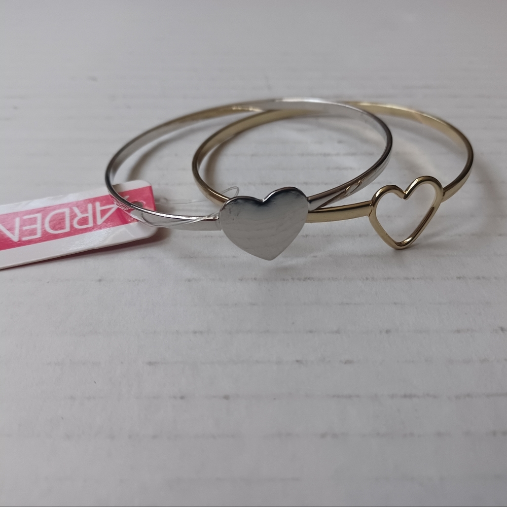 4/$30 New Pair of Heart Bracelets - Silver & Gold Coloured